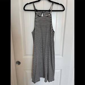 Black and White Stripe Halter Dress